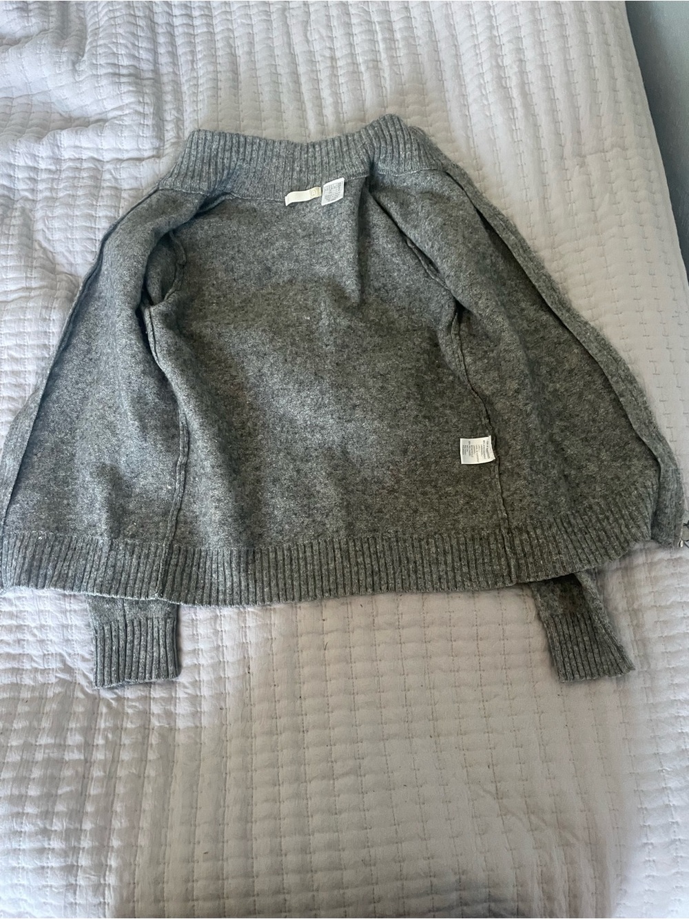 Comptoir des Cotonniers Gray Knit Zip-Up Cardigan Sweater | Size XS/S (2/4) - Picture 2 of 6